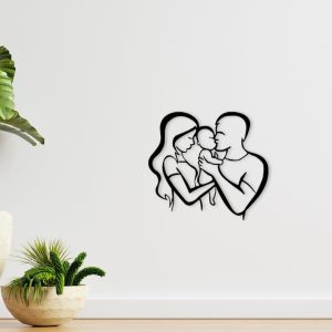 DINOZOZO Mother Father Child Figure Family Minimalist Line Art V1 Couple Anniversary Valentines Day Gift for Her Him Custom Metal Signs