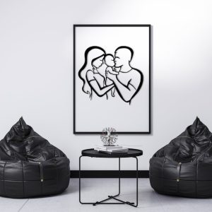 DINOZOZO Mother Father Child Figure Family Minimalist Line Art V1 Couple Anniversary Valentines Day Gift for Her Him Custom Metal Signs e4
