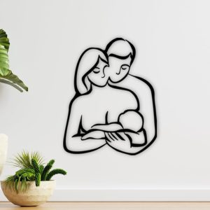 DINOZOZO Mother Father Child Figure Family Minimalist Line Art V2 Couple Anniversary Valentines Day Gift for Her Him Custom Metal Signs