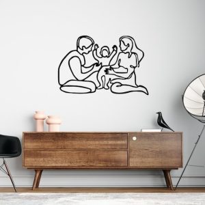 DINOZOZO Mother Father Child Figure Family Minimalist Line Art V3 Couple Anniversary Valentines Day Gift for Her Him Custom Metal Signs 2
