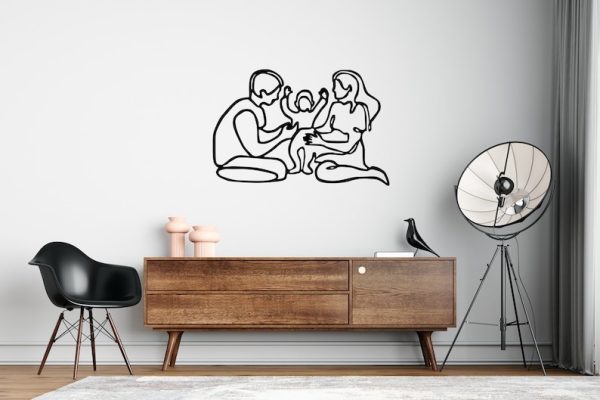 DINOZOZO Mother Father Child Figure Family Minimalist Line Art V3 Couple Anniversary Valentine’s Day Gift for Her Him Custom Metal Signs