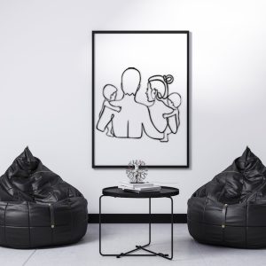 DINOZOZO Mother Father Child Figure Family Minimalist Line Art V4 Couple Anniversary Valentines Day Gift for Her Him Custom Metal Signs 5