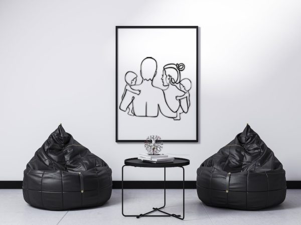 DINOZOZO Mother Father Child Figure Family Minimalist Line Art V4 Couple Anniversary Valentine’s Day Gift for Her Him Custom Metal Signs