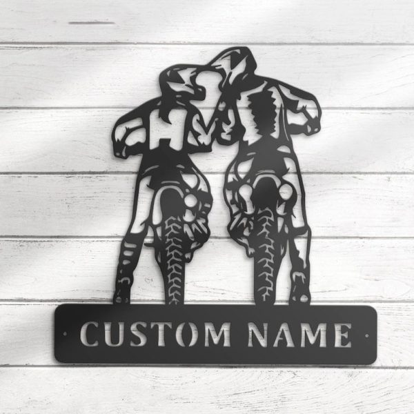 DINOZOZO Motocross Biker Couple Wedding Valentine’s Day Anniversary Gift Custom Metal Signs