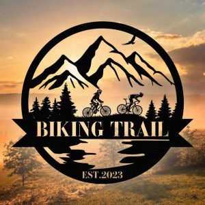 DINOZOZO Mountain Biking Lover Bike Riding Bicycle Couple Wedding Valentine’s Day Anniversary Gift Custom Metal Signs