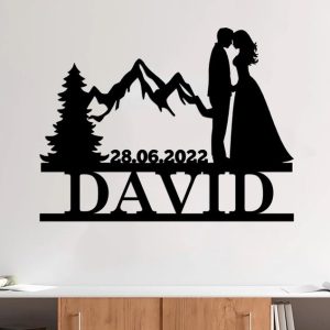 DINOZOZO  Mr & Mrs Mountain Theme Wedding Valentine’s Day Anniversary Gift Custom Metal Signs