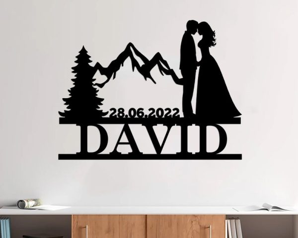 DINOZOZO  Mr & Mrs Mountain Theme Wedding Valentine’s Day Anniversary Gift Custom Metal Signs