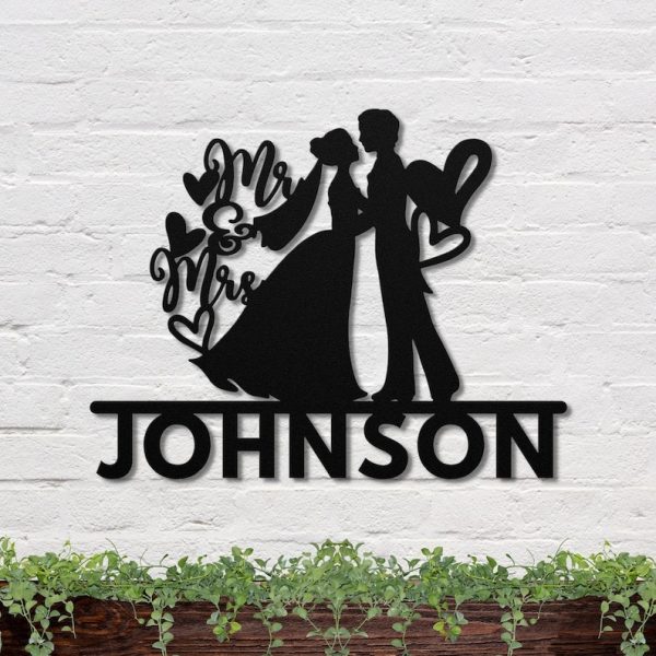 DINOZOZO Mr and Mrs Bride and Groom Valentine’s Day Engagement Wedding Anniversary Gift Custom Metal Signs