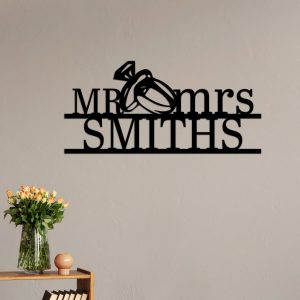 DINOZOZO MrMrs Wedding Rings Valentines Day Engagement Wedding Anniversary Gift Custom Metal Signs2