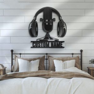 DINOZOZO Music Audio Studio Microphone Headphones Musical Musician Room Decoration Custom Metal Signs2