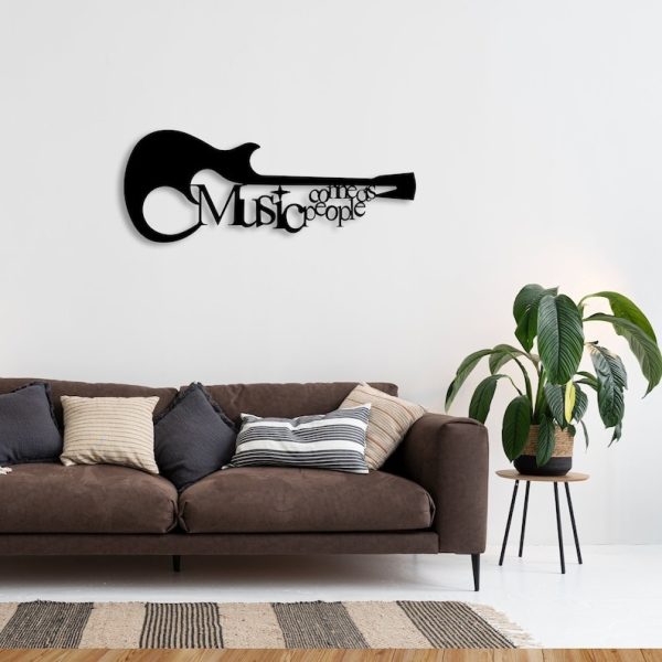 DINOZOZO Music Connects People Guitar Custom Metal Signs