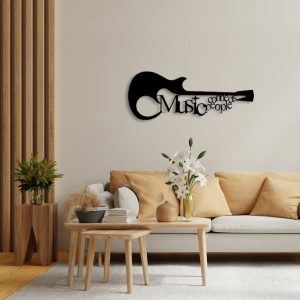 DINOZOZO Music Connects People Guitar Custom Metal Signs2