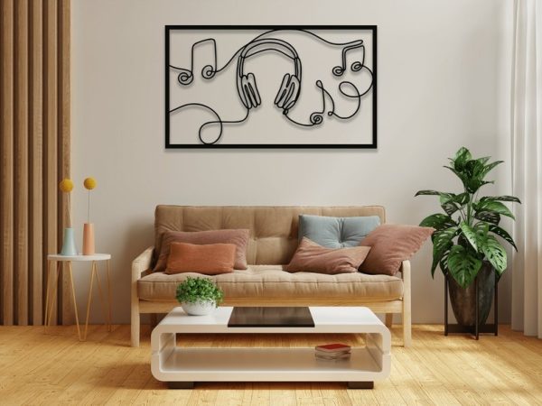 DINOZOZO Music Headphone Line Art Music Room Recording Studio Business Custom Metal Signs