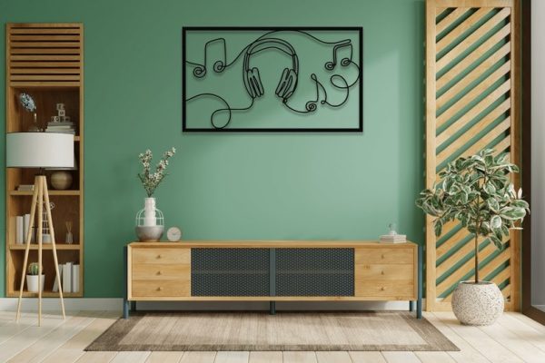 DINOZOZO Music Headphone Line Art Music Room Recording Studio Business Custom Metal Signs