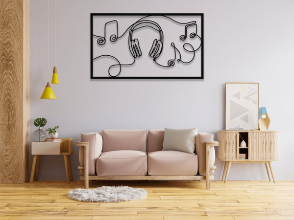 DINOZOZO Music Headphone Line Art Music Room Recording Studio Business Custom Metal Signs