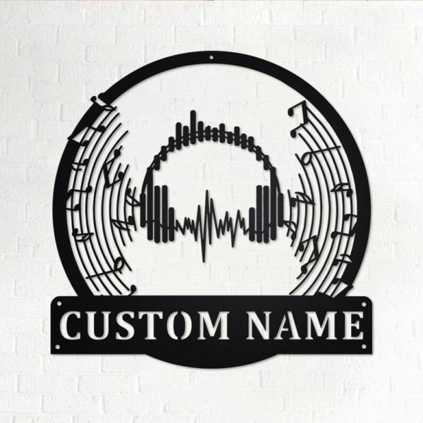 DINOZOZO Music Headphone Soundwave Music Room Recording Studio Business Custom Metal Signs