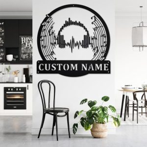 DINOZOZO Music Headphone Soundwave Music Room Recording Studio Business Custom Metal Signs