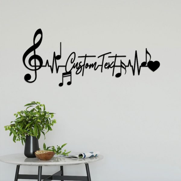 DINOZOZO Music Heartbeat Ekg Rhythm Name Sign Music Room Recording Studio Business Custom Metal Signs