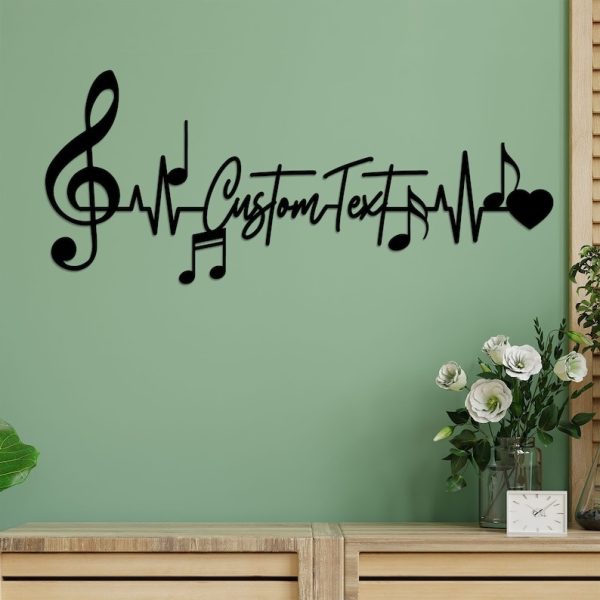 DINOZOZO Music Heartbeat Ekg Rhythm Name Sign Music Room Recording Studio Business Custom Metal Signs