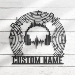 DINOZOZO Music Note Headphones Musical Symbol Music Room Custom Metal Signs 4