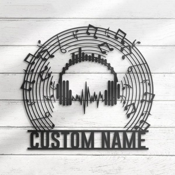 DINOZOZO Music Note Headphones Musical Symbol Music Room Custom Metal Signs