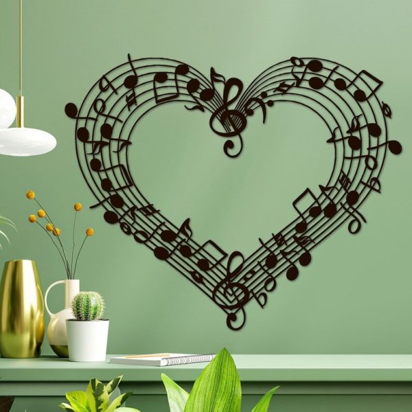 DINOZOZO Music Note and Stave Heart Shape Music Lover Music Room Recording Studio Business Custom Metal Signs