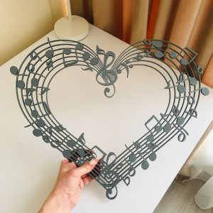 DINOZOZO Music Note and Stave Heart Shape Music Lover Music Room Recording Studio Business Custom Metal Signs2