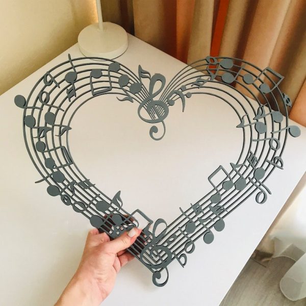 DINOZOZO Music Note and Stave Heart Shape Music Lover Music Room Recording Studio Business Custom Metal Signs