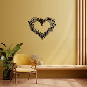 DINOZOZO Music Note and Stave Heart Shape Music Lover Music Room Recording Studio Business Custom Metal Signs3