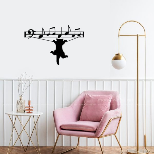 DINOZOZO Music Notes Cat Playing with Music Stave Music Room Recording Studio Business Custom Metal Signs