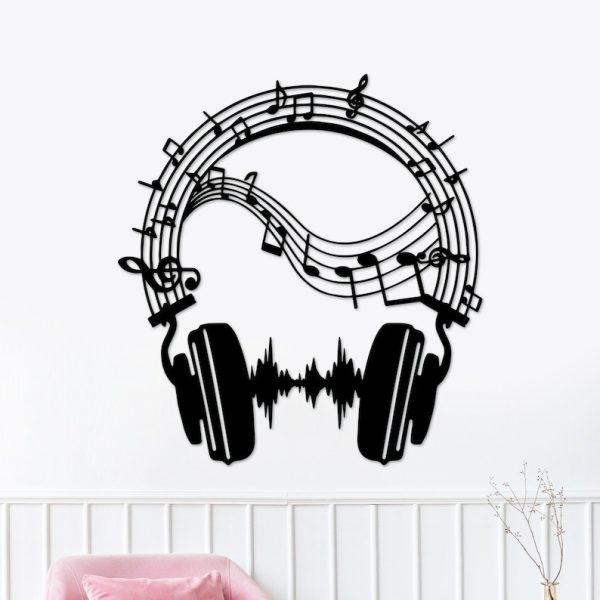 DINOZOZO Music Notes Headphone Soundwave Music Room Recording Studio Business Custom Metal Signs