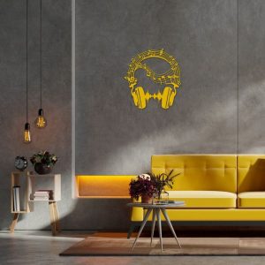 DINOZOZO Music Notes Headphone Soundwave Music Room Recording Studio Business Custom Metal Signs3