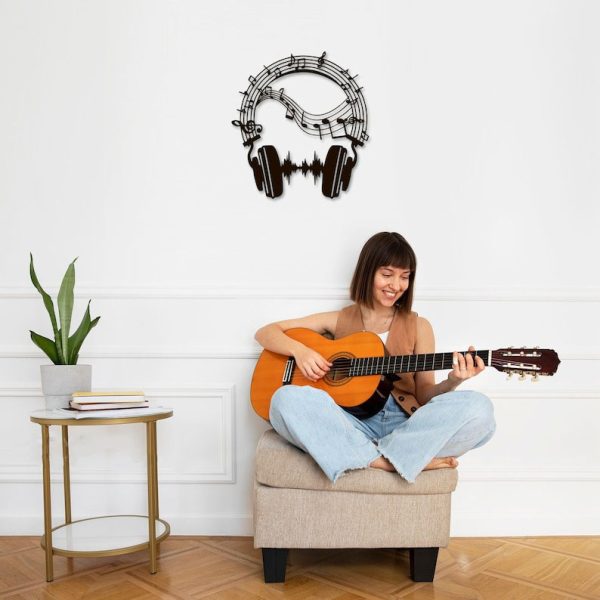 DINOZOZO Music Notes Headphone Soundwave Music Room Recording Studio Business Custom Metal Signs