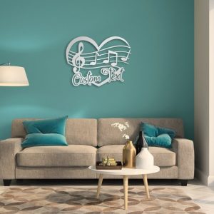 DINOZOZO Music Notes Heart Shape Music Room Recording Studio Business Custom Metal Signs