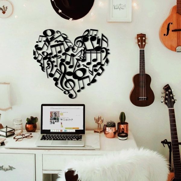 DINOZOZO Music Notes Heart Symbol Music Room Recording Studio Business Custom Metal Signs