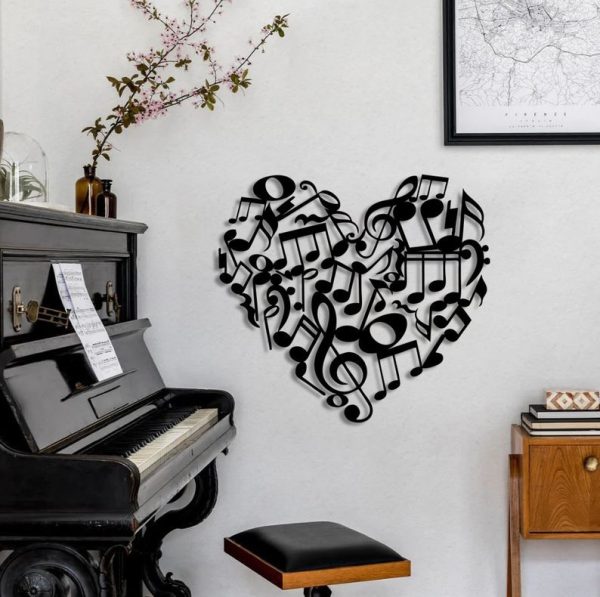 DINOZOZO Music Notes Heart Symbol Music Room Recording Studio Business Custom Metal Signs