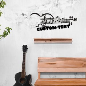 DINOZOZO Music Notes Violin Teacher Name Sign Music Room Recording Studio Business Custom Metal Signs