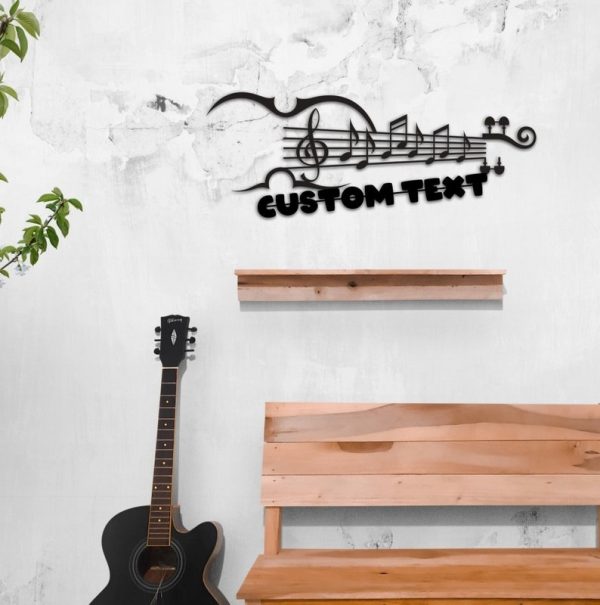 DINOZOZO Music Notes Violin Teacher Name Sign Music Room Recording Studio Business Custom Metal Signs