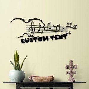 DINOZOZO Music Notes Violin Teacher Name Sign Music Room Recording Studio Business Custom Metal Signs2