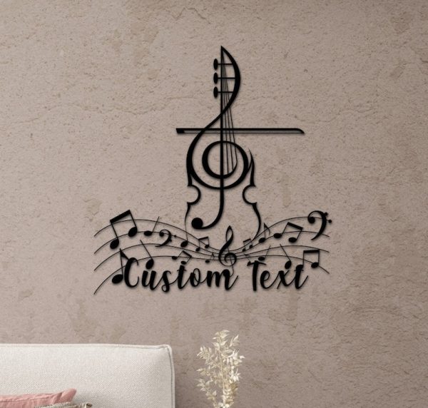 DINOZOZO Music Notes and Violin Music Room Recording Studio Business Custom Metal Signs