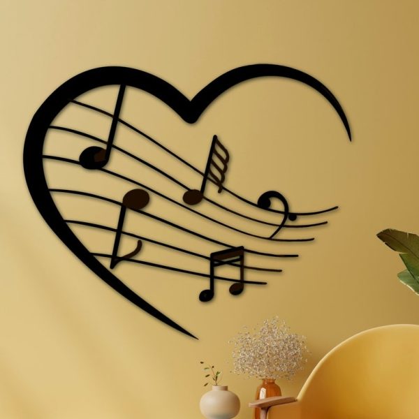 DINOZOZO Music Sheet Art Heart Shape Music Room Recording Studio Business Custom Metal Signs