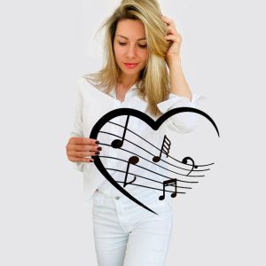 DINOZOZO Music Sheet Art Heart Shape Music Room Recording Studio Business Custom Metal Signs3