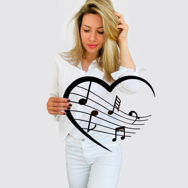 DINOZOZO Music Sheet Art Heart Shape Music Room Recording Studio Business Custom Metal Signs