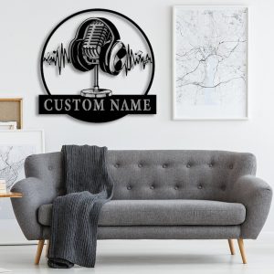 DINOZOZO Music Studio Microphone and Headphone Singer Poscast Custom Metal Signs2