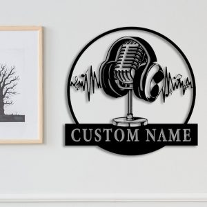 DINOZOZO Music Studio Microphone and Headphone Singer Poscast Custom Metal Signs4