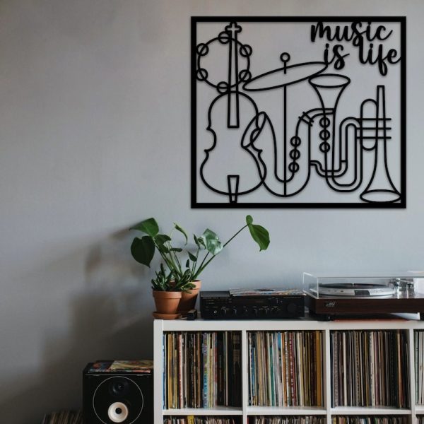 DINOZOZO Music is Life Instruments Music Room Recording Studio Business Custom Metal Signs