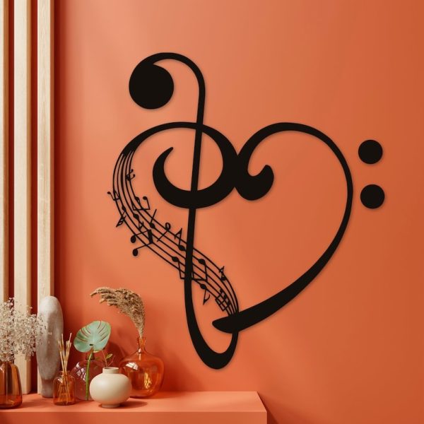 DINOZOZO Musical Note Heart Treble Clef Music Lover Music Room Recording Studio Business Custom Metal Signs