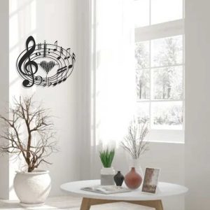 DINOZOZO Musical Notes Heart Sound Wave Music Room Recording Studio Business Custom Metal Signs