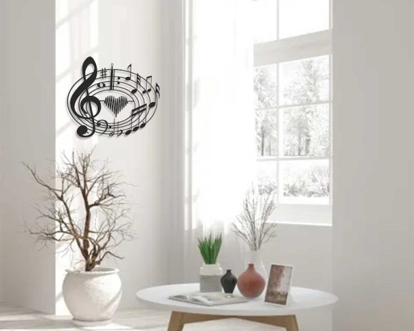 DINOZOZO Musical Notes Heart Sound Wave Music Room Recording Studio Business Custom Metal Signs