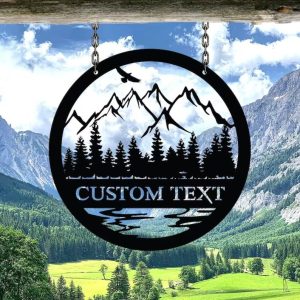 DINOZOZO Nature Mountain Forest Hill and Trees Cabin Custom Metal Signs